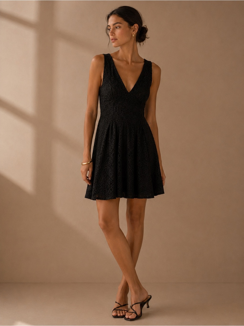 Anthropologie Leifsdottir Sleeveless Black Lace Brocade Fit-and-Flare Dress Sz 2